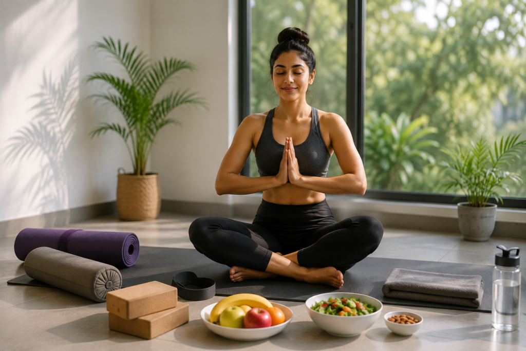 Yoga accessories setup