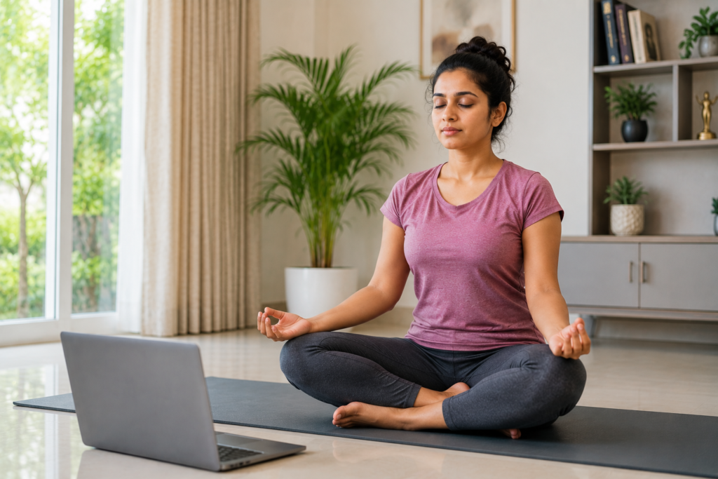 Indian woman meditating