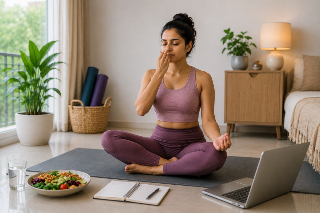Mindful breathing yoga